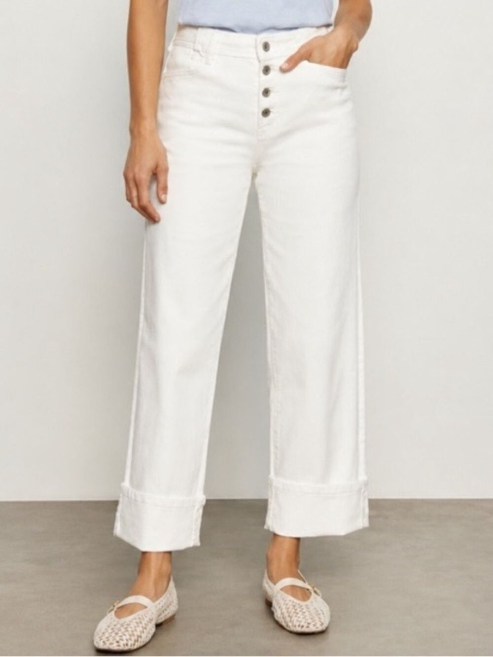 NWT $129 Sanctuary Luna Cuffed Standard Rise Jeans Bleached White